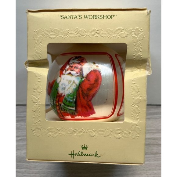 Hallmark Satin Ball Ornament Santa's Workshop Vintage 1980 Tree Trimmer Collecti - Picture 10 of 11